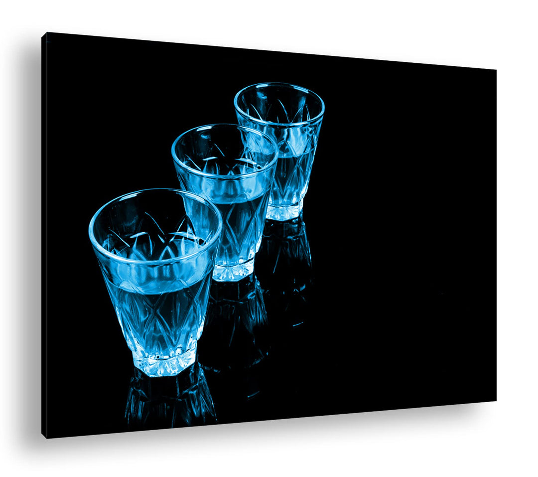deyoli Dark Shots mit Whisky Format 60x40 Effekt: Monocrome Blau als Leinwandbild, Motiv fertig gera