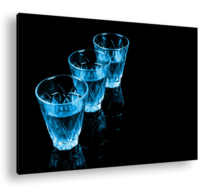 deyoli Dark Shots mit Whisky Format 60x40 Effekt: Monocrome Blau als Leinwandbild, Motiv fertig gera