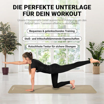 MSPORTS Gymnastikmatte | Yogamatte Premium rutschfest inkl. Tragegurt + Übungsposter + Workout App I