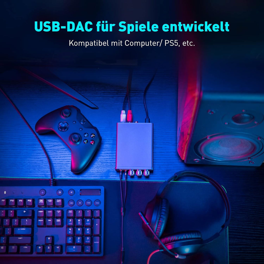 Fosi Audio K5 Pro Gaming DAC Kopfhörer Verstärker Mini Hi-Fi Stereo Digital-zu-Analog Audio Konverte