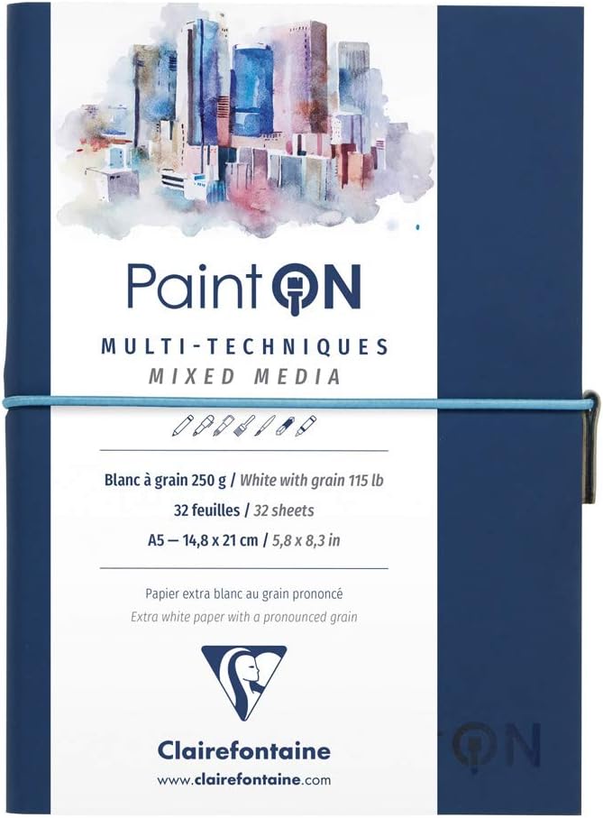 Clairefontaine 975182C Skizzenheft mit Fadenbindung Paint'On (32 Blatt, 250g, mit Körnung) 1 Stück w