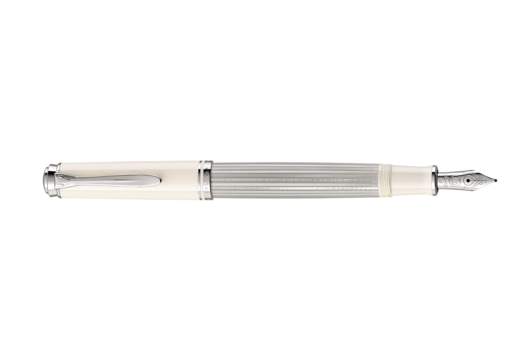 Pelikan FWI 815437 Kolbenfüllhalter Souverän M405 Silber-Weiss B, in Faltschachtel Füllhalter - B-Fe