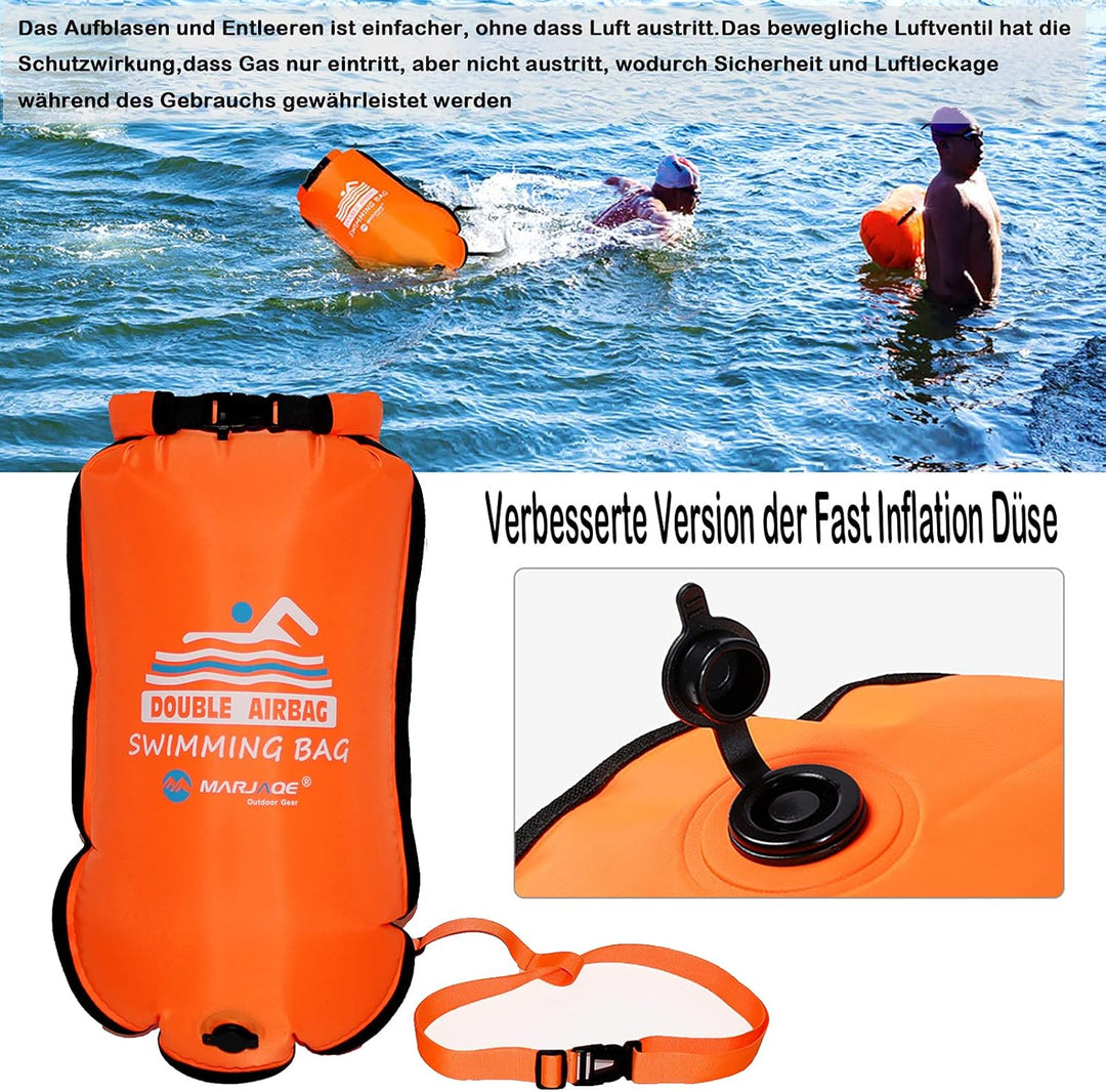 Premium Schwimmboje mit trockentasche, 20L für Triathleten, Stand up Paddling oder Wassersportler, o