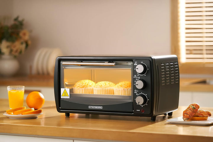 Mini Backofen 13 Liter | 65°-230°C | Timer | aufklappbares Krümelblech | Minibackofen | Backofen | K