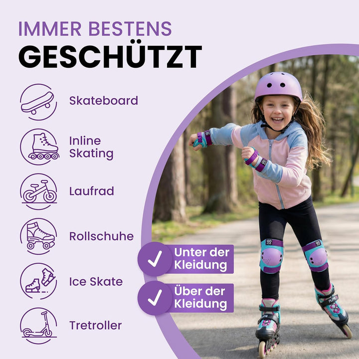 Schützer Inliner Kinder Set 3-12 Jahre [6er Set] mit Knieschoner, Ellenbogenschoner und Handschoner