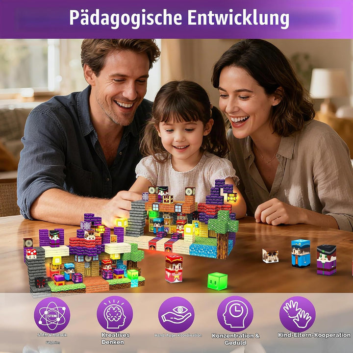 Magnetische Bausteine Leuchtend 150 PCS, Magnetbausteine Led für 3+ Jahre, Magnetbausteine mit Licht