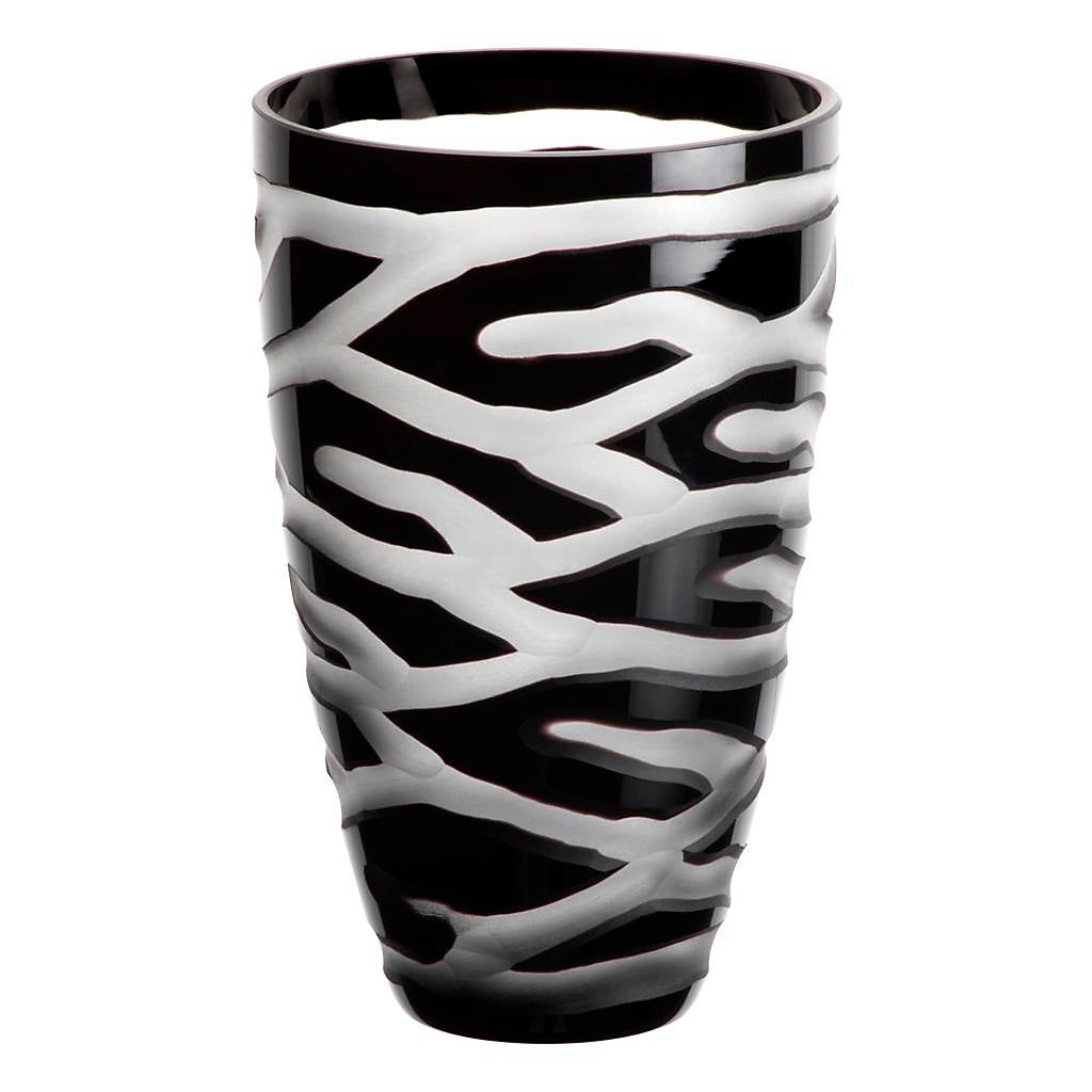 CRISTALICA Blumenvase Bouquet Vase Glas Vase Koralle Schwarz 19 cm Tischvase Tischdeko Hochzeitdeko