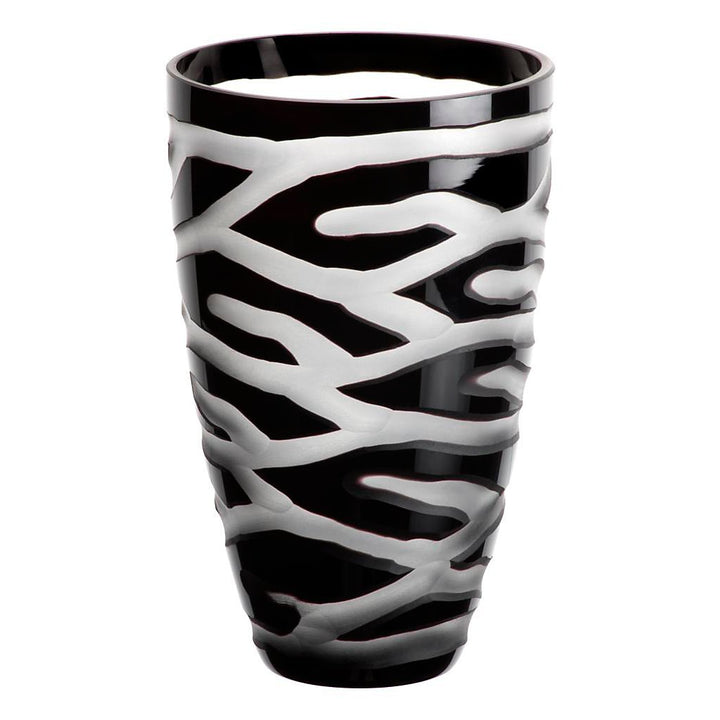 CRISTALICA Blumenvase Bouquet Vase Glas Vase Koralle Schwarz 19 cm Tischvase Tischdeko Hochzeitdeko