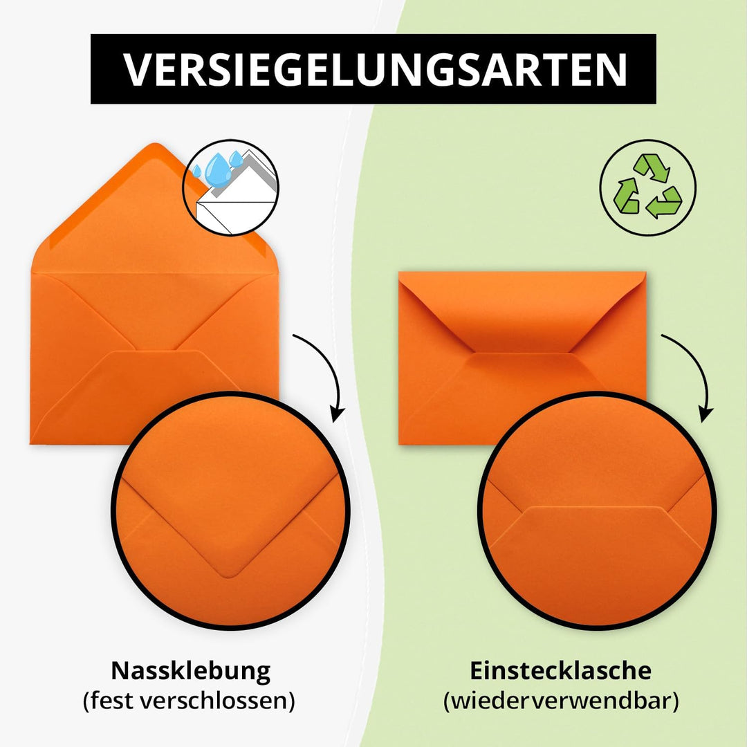 400x kleine Umschläge in Orange DIN C7 8,1 x 11,4 cm mit Spitzklappe und Nassklebung in 80 g/m² - kl