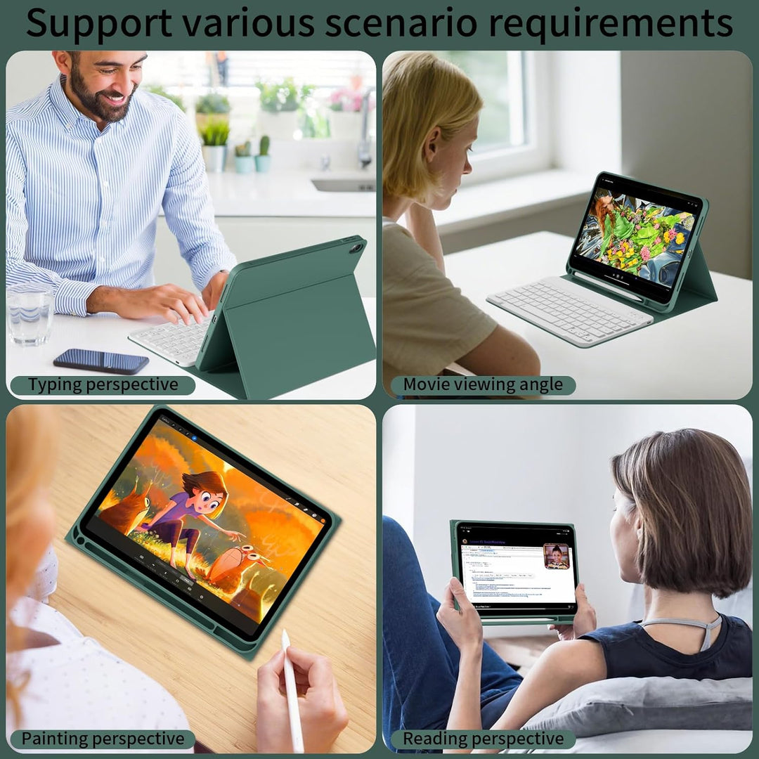 ZOPSGYU Hülle mit Tastatur für iPad (A16) 11/10 Generation (2025/2022, 11/10.9 Zoll), Schutzhülle mi