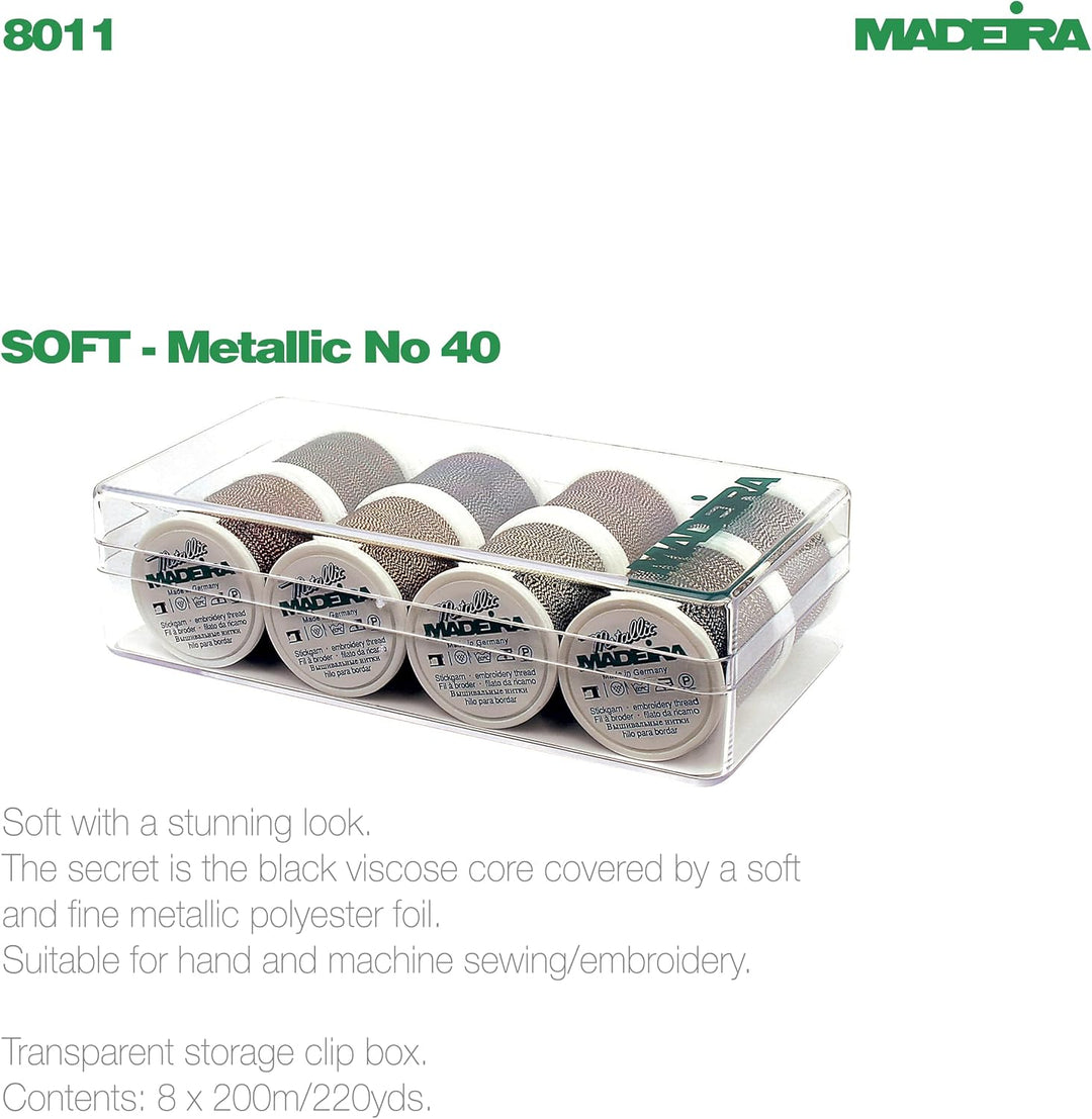 Madeira Geschenkbox: Metallisch: Soft: 8 x 200m: Spools, Sortiert