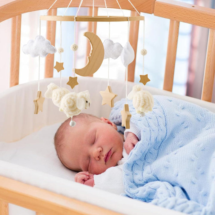 Beistellbett Mobile, Baby Deko, Wolken Deko, Babybett Zimmerdeko Hängespielzeug, Beruhigendes Intera