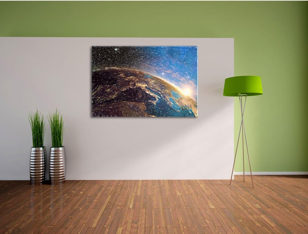 Pixxprint Erde im Weltall als Leinwandbild/Grösse: 100x70 / Wandbild/Kunstdruck/fertig bespannt, 100