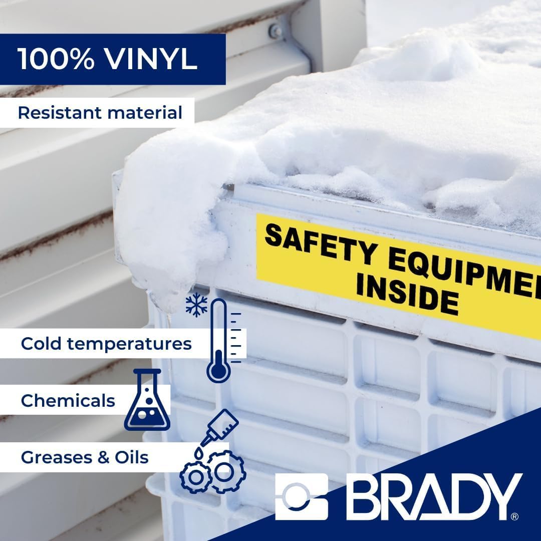 Brady Vinyl-Etikettenband für Etikettendrucker BMP41/BMP51/BMP53/M511, selbstklebende Druckeretikett