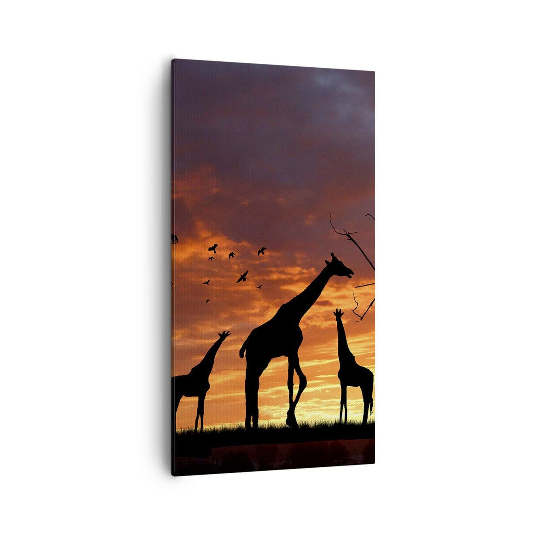 Bilder auf Leinwand 55x100cm Leinwandbild mit Rahmen Giraffe Afrika Sonne Safari Gross Wanddeko Bild