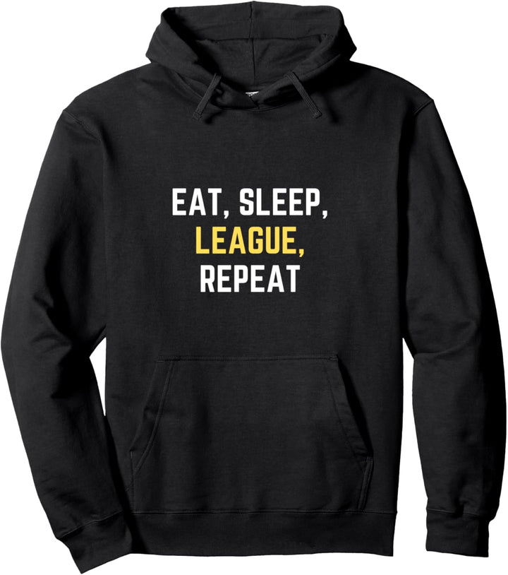 Funny Eat Sleep League Wiederholen Sie Spielen Sportspielen Pullover Hoodie