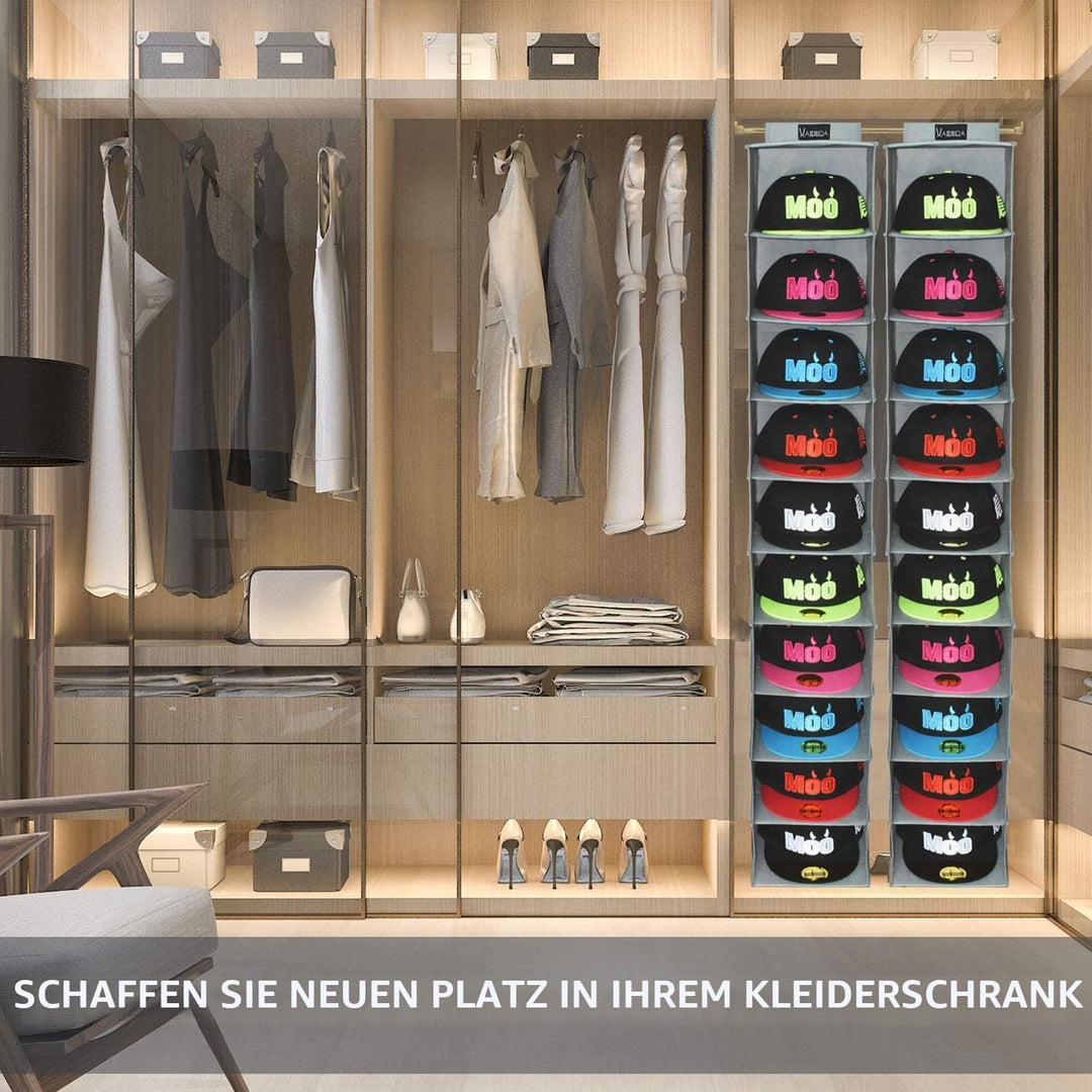 VAESIDA Hutablage & Baseball Kappen-Halter – 10 Regale, hängender Schrank für Baseballhut-Aufbewahru