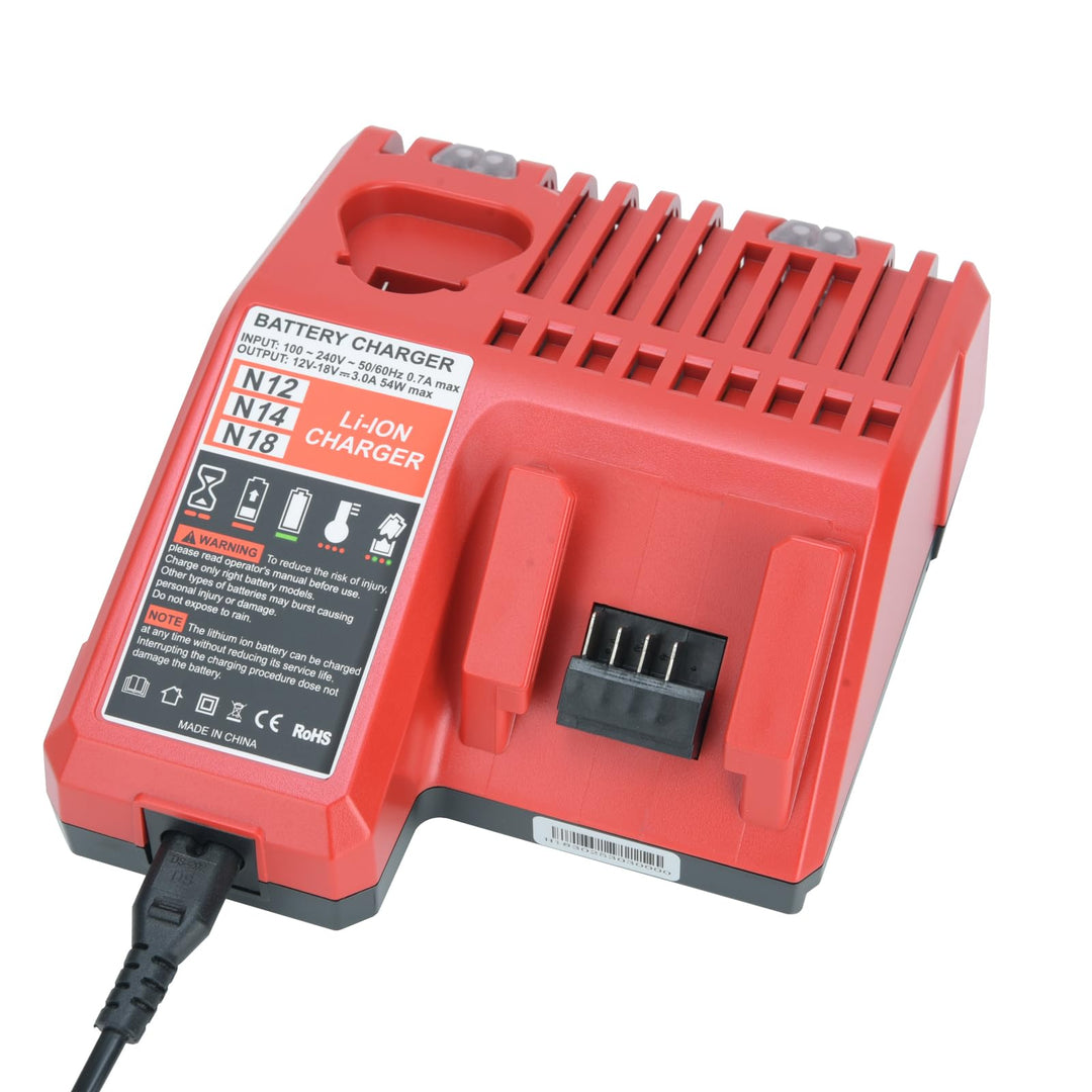 M12 & M18 Ladegerät Kompatibel mit Milwaukee akku, Dual Port Lithium-Akkuladegerät,Schnellladegerät