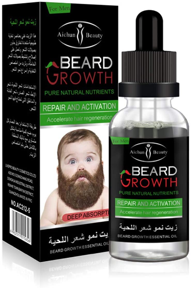 AICHUN BEARD GROWTH OIL Bartöl für Männer zur Bartpflege | brilliante Qualität mit frischem Duft | 1