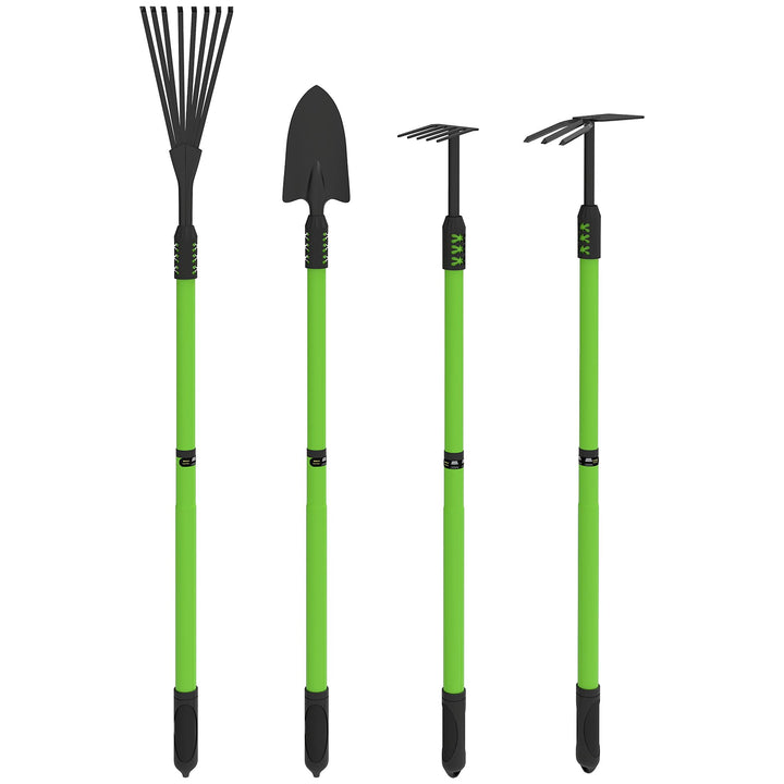 Outsunny Gartenwerkzeug-Set 4 Stück Gartengeräte-Set mit Schaufel Gartenhacke Gartenrechen Laubreche
