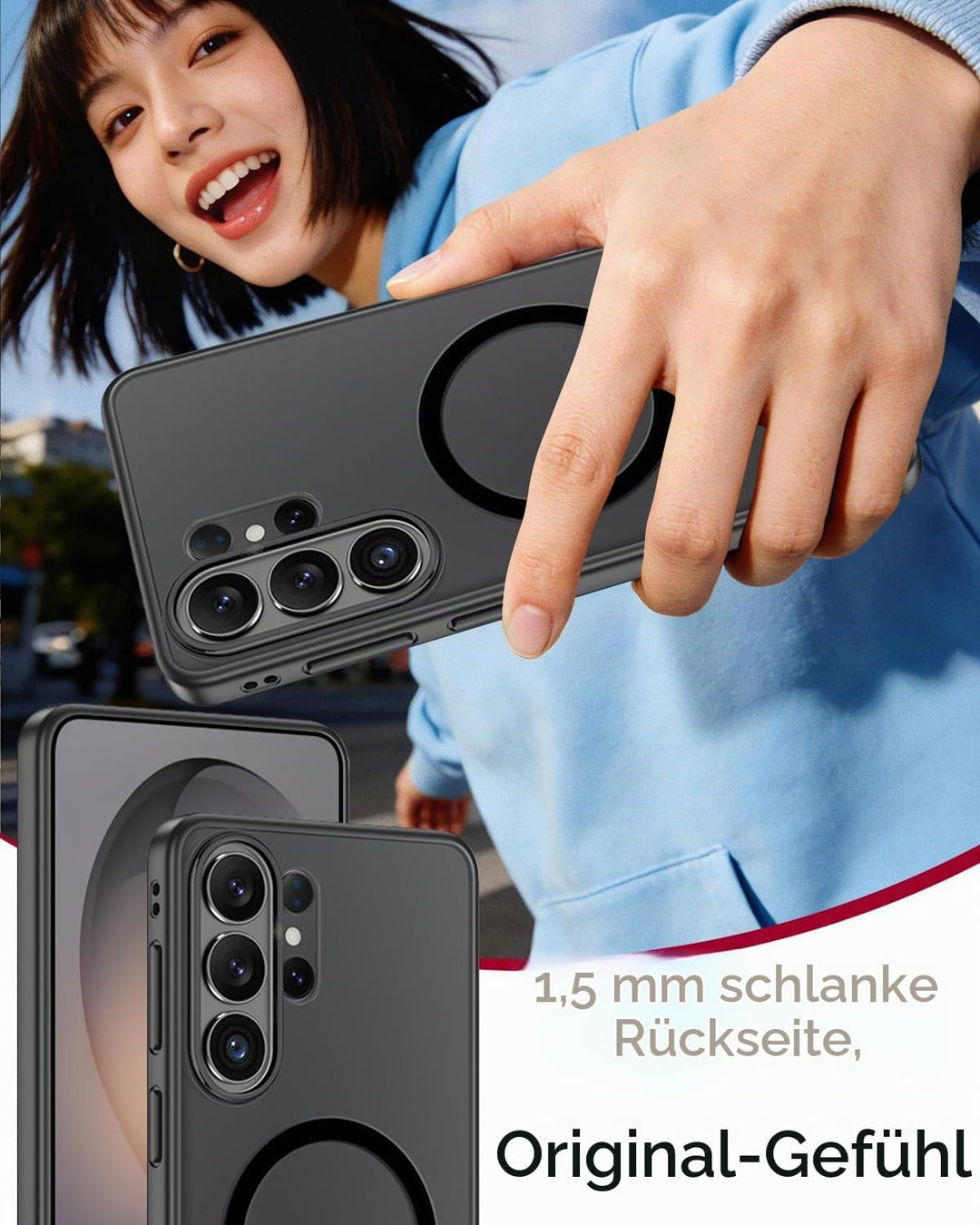 Miimall Magnetische Hülle Kompatibel mit Samsung Galaxy S26 Ultra Hülle Ultradünn 2026, PC+TPU Stoss