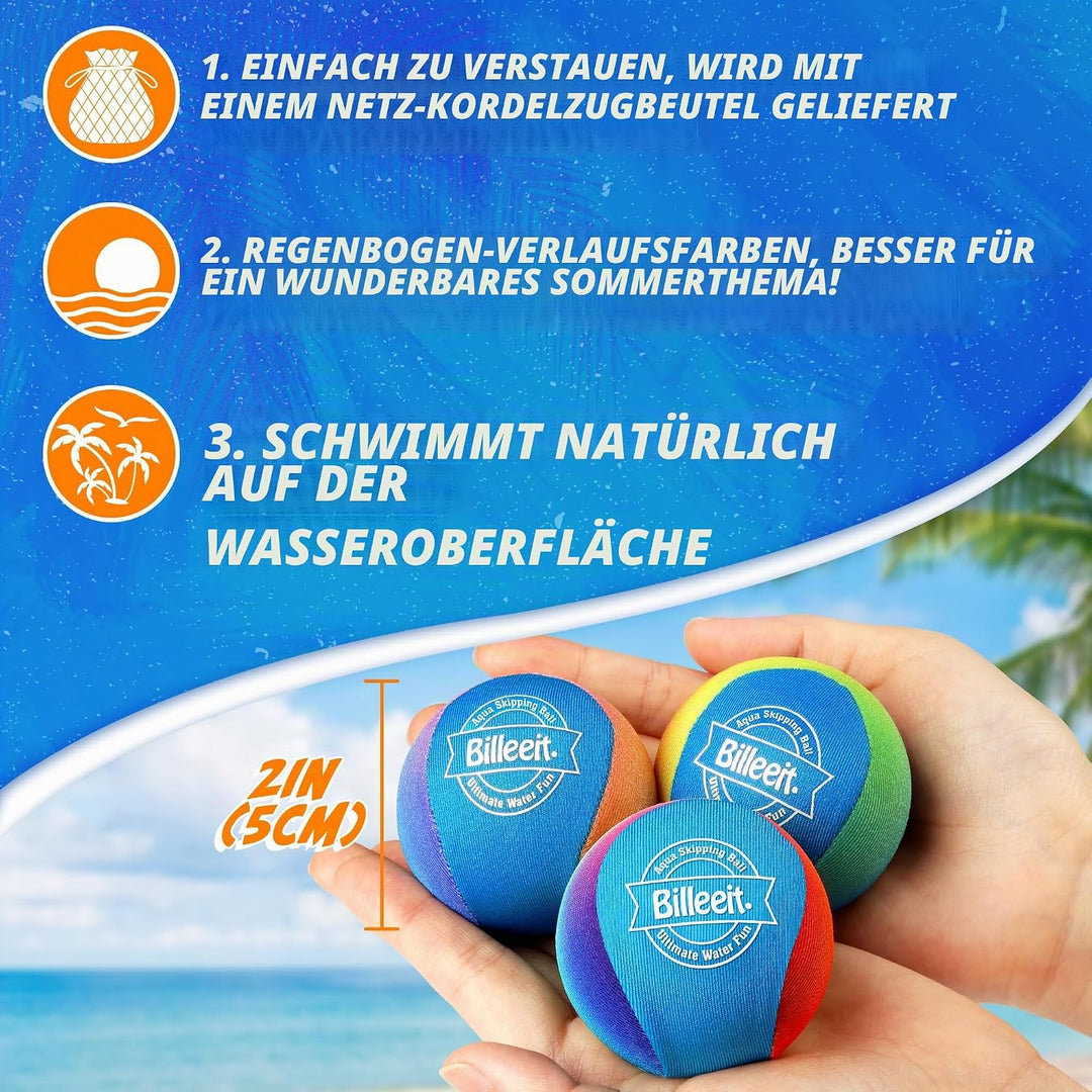 Water Skipping Balls Set Series Azure Vortex Play, 5 Runde Bälle