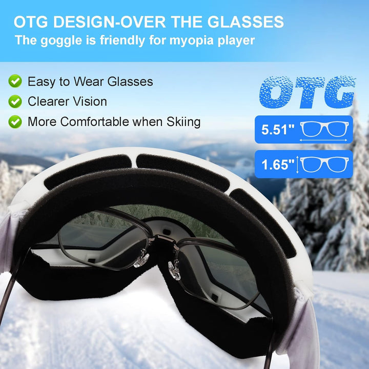 EXP VISION Snowboard Skibrille für Herren Damen Jugend, 100% UV400 Schutz Anti Beschlag über der Bri