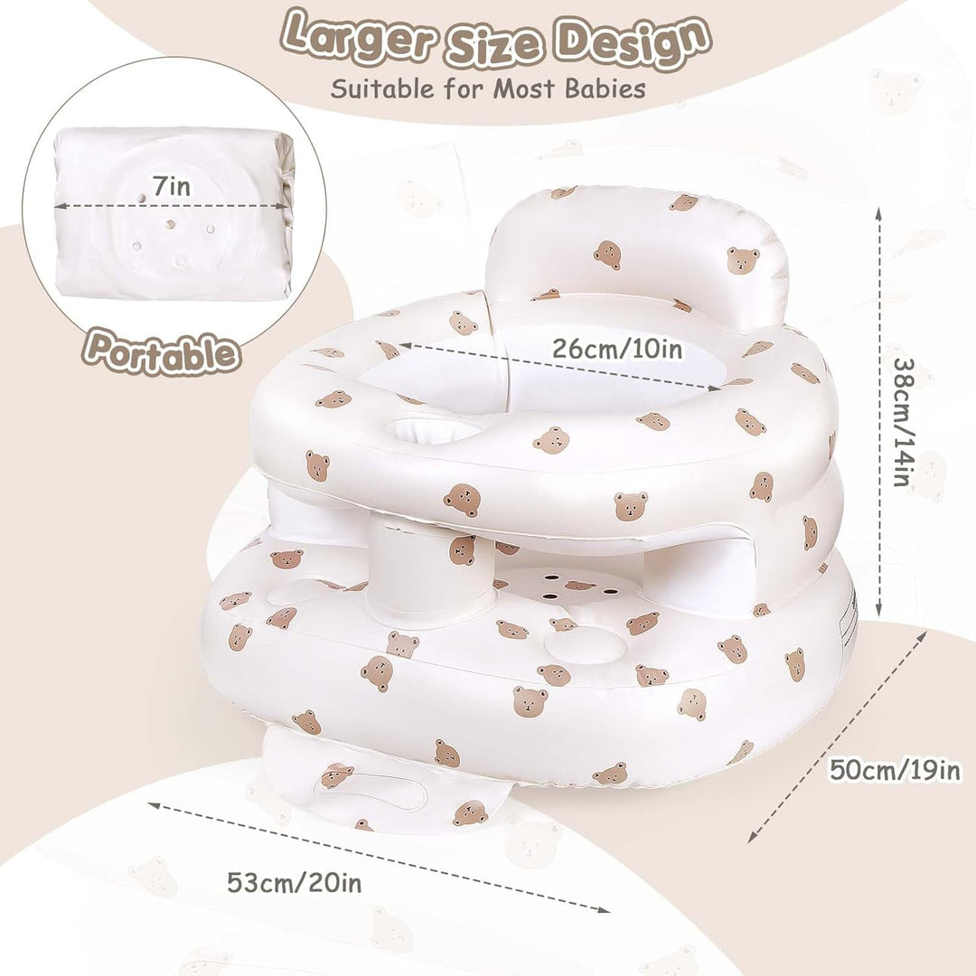 Aufblasbarer Babysitz für Babys ab 3 Monaten, aufblasbarer Babystuhl eingebauter Luftpumpe Baby Rück