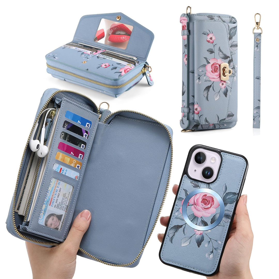 URMAX für iPhone 14 LederHülle Handyhülle [Premium PU Leder] [Kartenfach] [Magnetverschluss] RFID Sc