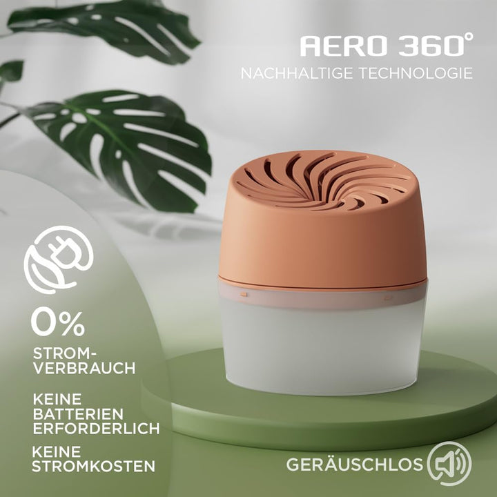 Pattex AERO 360° Kompakt Luftentfeuchter Peach Colour Collection, 1 Gerät inkl. 1 Nachfülltab, Raume