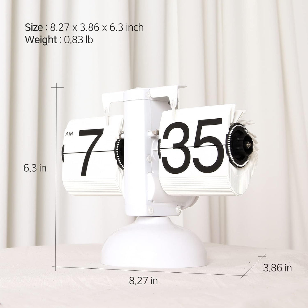 mooas Flip Schreibtischuhr (weiss) Retro Vintage Design Auto Flip Clock Schreibtischuhr Tischuhr Gro