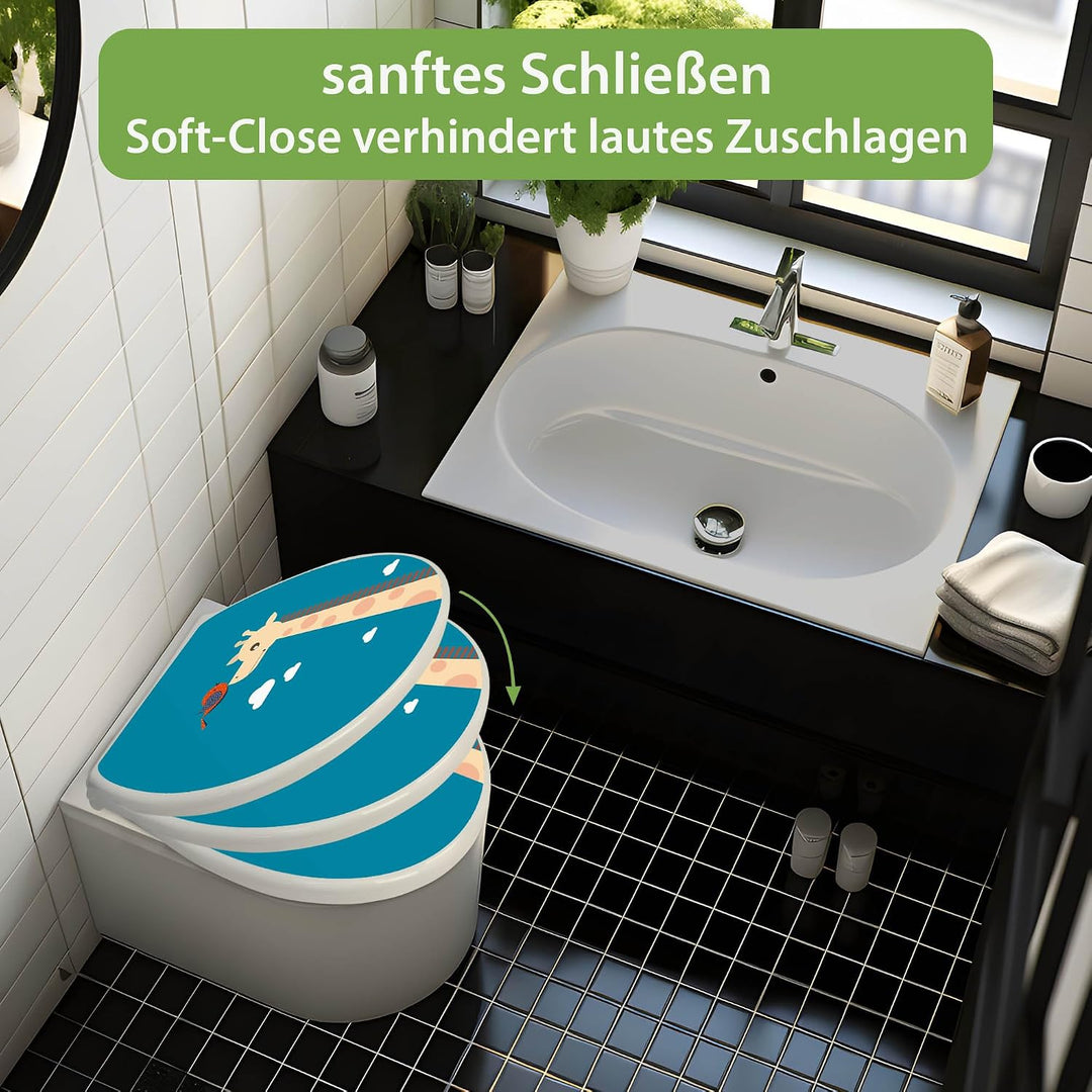 banjado Toilettendeckel mit Absenkautomatik 44,5x37cm - Soft Close Toilettensitz - WC Sitz mit Absen