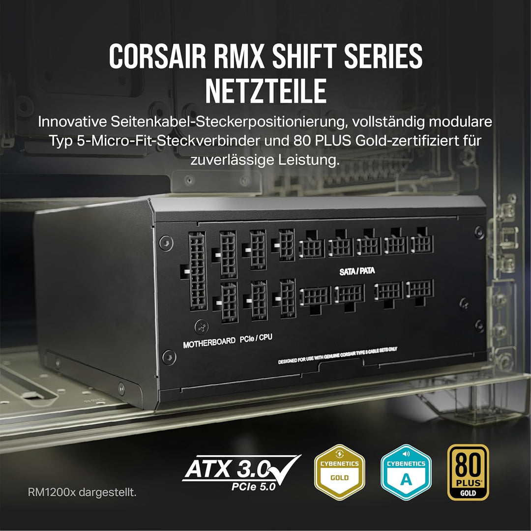 Corsair RM1000x Shift Vollmodulares ATX-Netzteil - Modulare Seitenschnittstelle - ATX 3.0- & PCIe 5.