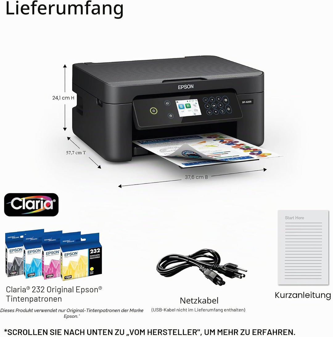 Epson Expression Home XP-4205 All-in-One-Farbdrucker, kabellos, Scannen, Kopieren, automatischer bei