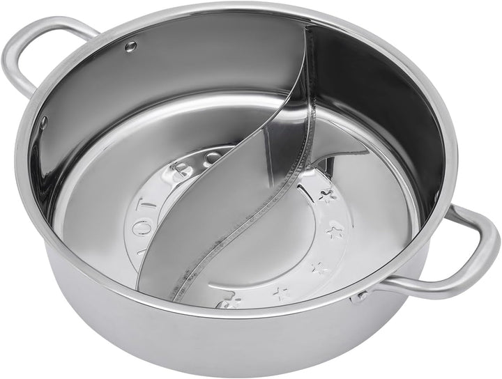 28cm/32cm Shabu Hot Pot Edelstahl Cookware 2 Kammern Mit Glasdeckel Shabu, Dual Sided Für Zwei Versc