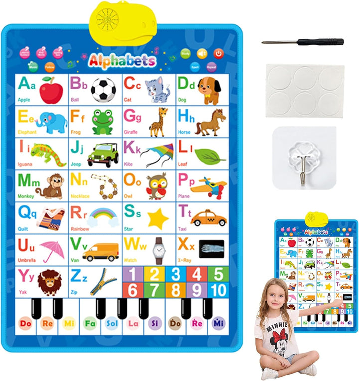 Elektronische Wandtafel – interaktives 40,6 x 55,9 cm grosses Alphabet-Zahlen-Poster, musikalisches