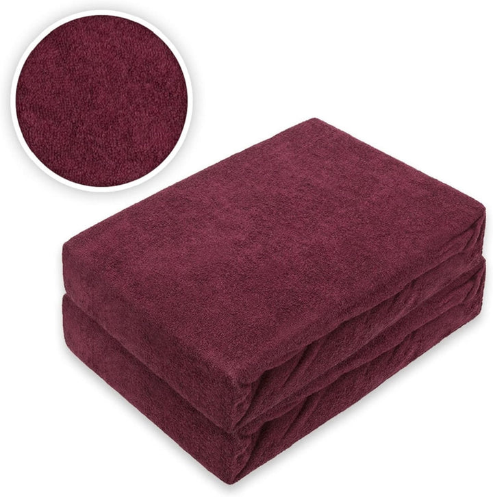 EXKLUSIV HEIMTEXTIL Frottee Spannbettlaken Doppelpack Rundumgummizug 200 x 220 cm Bordeaux Bordeaux