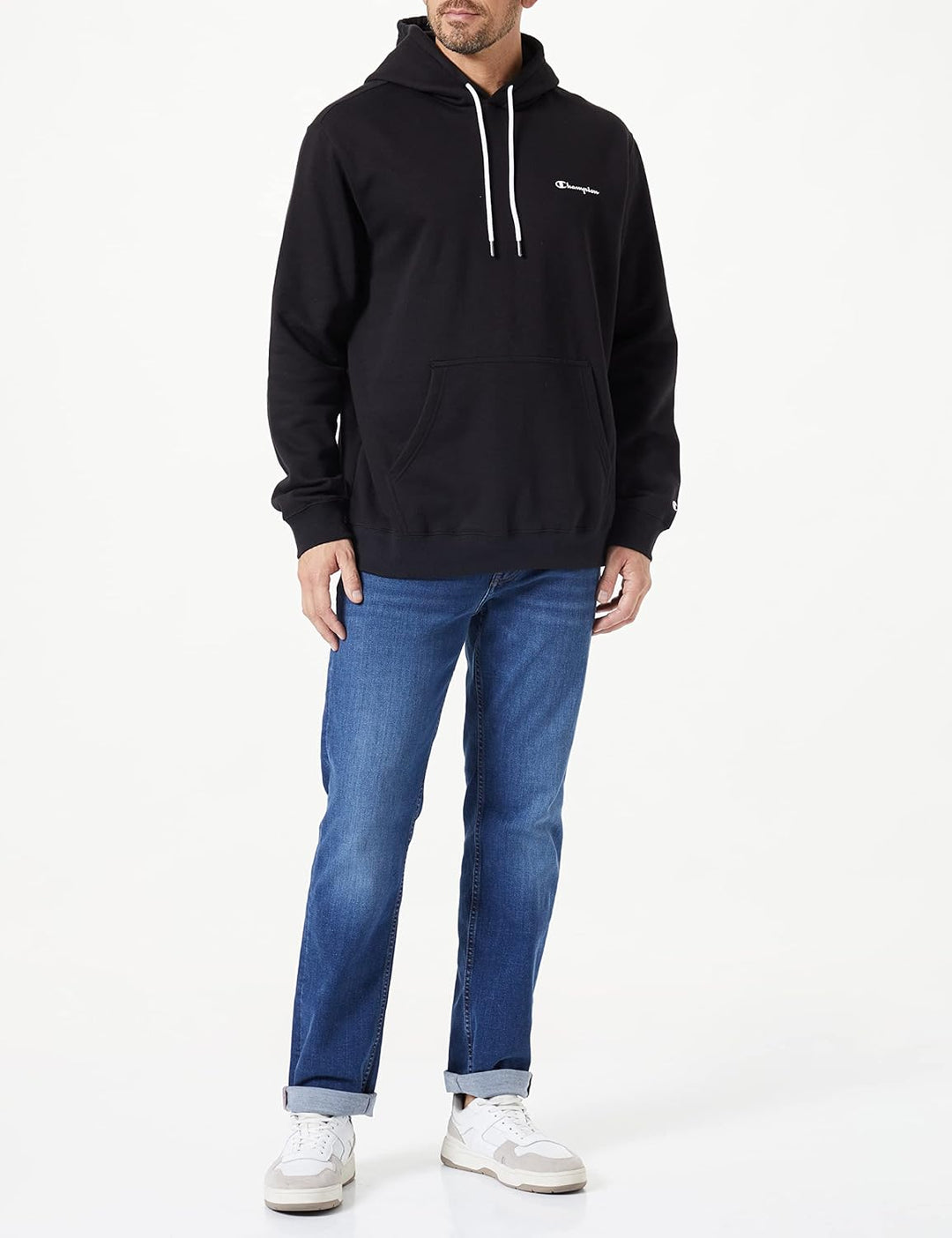 Champion Herren American Classics Small Script Logo Kapuzenpullover M Schwarz, M Schwarz