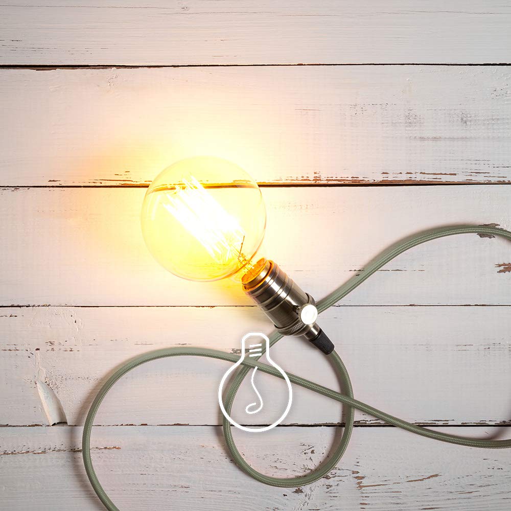 Amarcords - Textilkabel für Lampen PUDER, rund, Seide, 5 Meter, mit 2 Leiter 2x0,75 - Stoffkabel mit