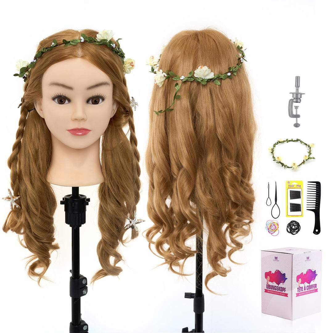 Neverland 26" Frisierkopf Friseur 60% Echthaar Haar Übungskopf Puppenkopf Friseurkopf Ausbildung Kop