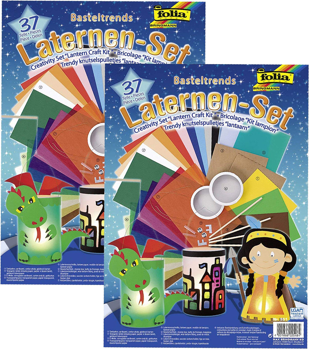 folia 951 - Laternen Bastel Set, 37 teilig (2 Kreativsets), 2 Kreativset