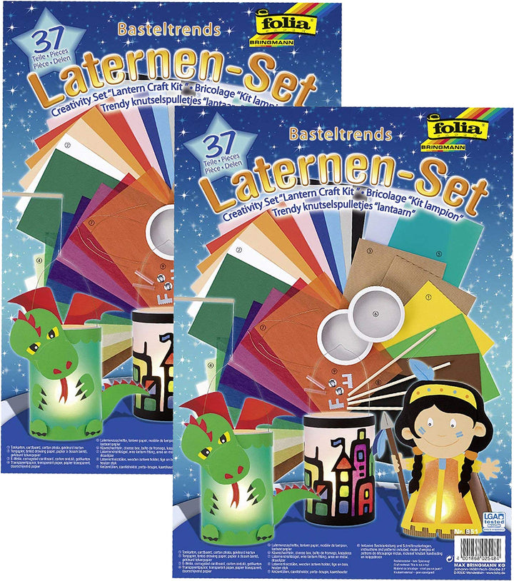 folia 951 - Laternen Bastel Set, 37 teilig (2 Kreativsets), 2 Kreativset