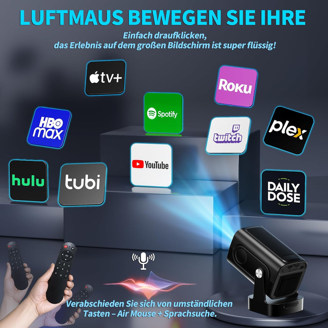 Mini Beamer 4K 1080P [2026 Neuer & Automatische Focus] Projektor Tragbarer mit WiFi 6 und Bluetooth