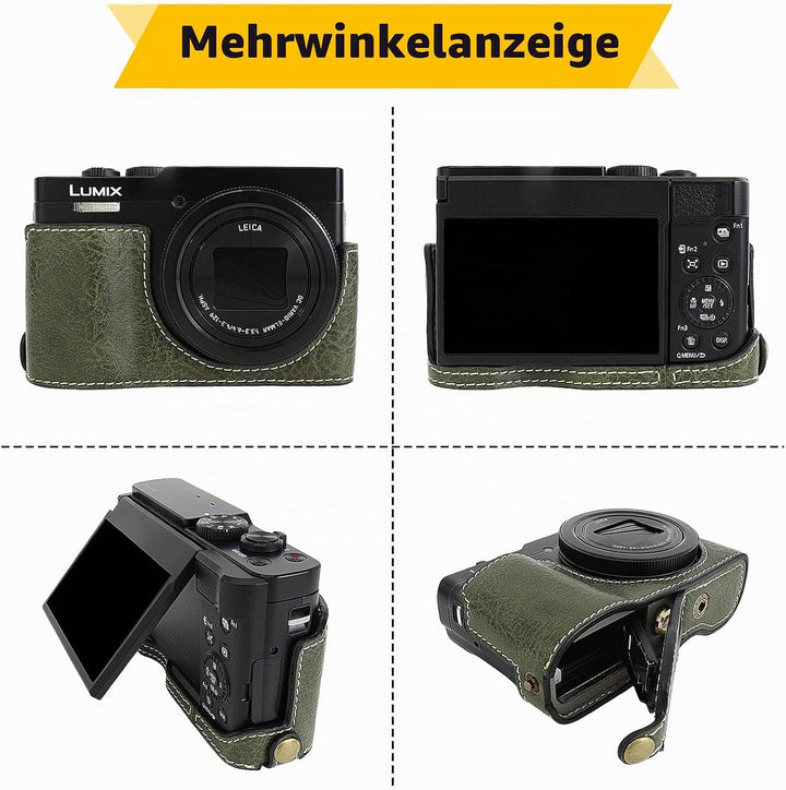 Rieibi ZS99 Kameratasche, PU Leder Kameratasche für Panasonic Lumix DC-ZS99 Digitalkamera, abnehmbar