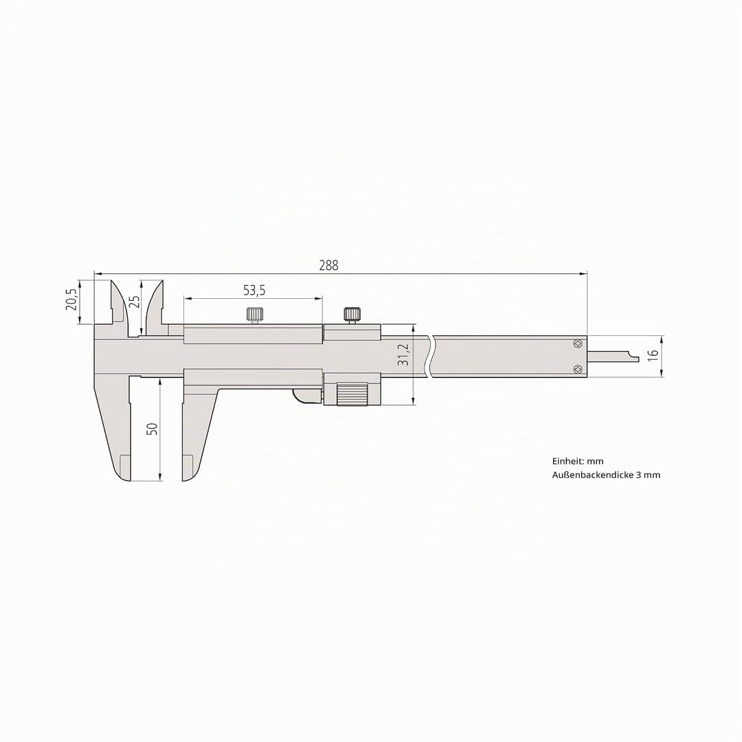 MITUTOYO Präzision-Messschieber mit Feststellschraube DIN 862 0-200 mm, 1 Stück, 530-114, 0-200 mm