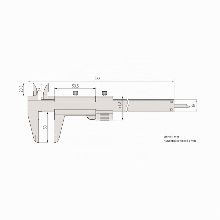 MITUTOYO Präzision-Messschieber mit Feststellschraube DIN 862 0-200 mm, 1 Stück, 530-114, 0-200 mm