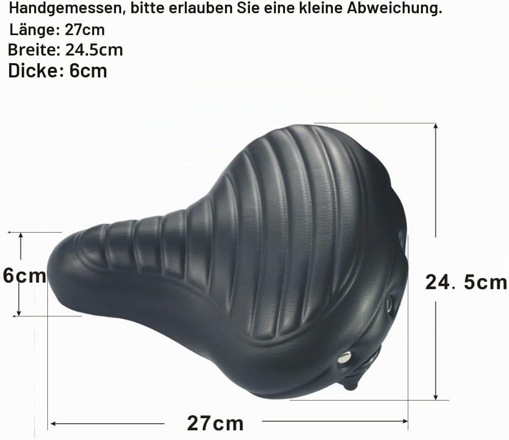 UPANBIKE Fahrradsattel Superweich Komfortabel Leder Stossdämpfend Erweitertes Federkissen Schwarz, S
