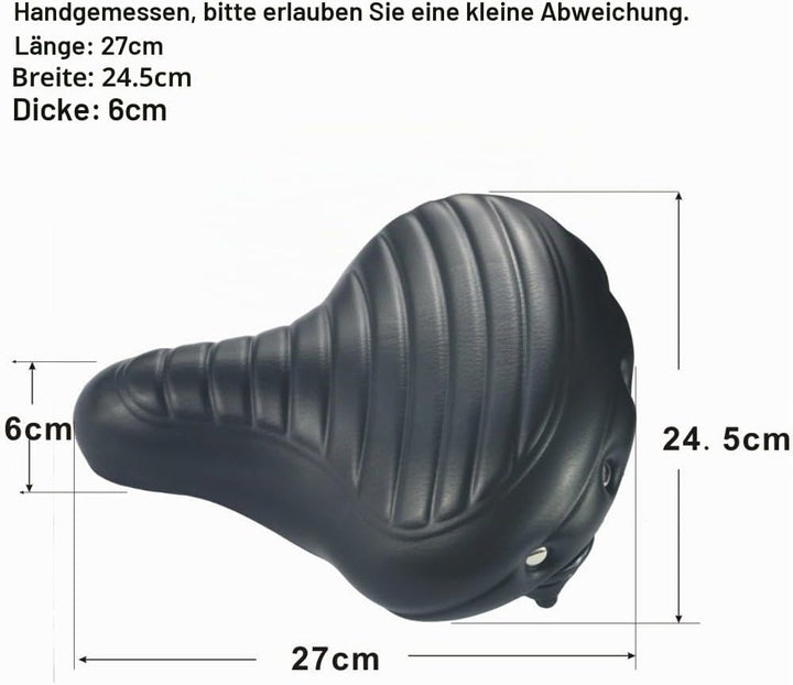 UPANBIKE Fahrradsattel Superweich Komfortabel Leder Stossdämpfend Erweitertes Federkissen Schwarz, S