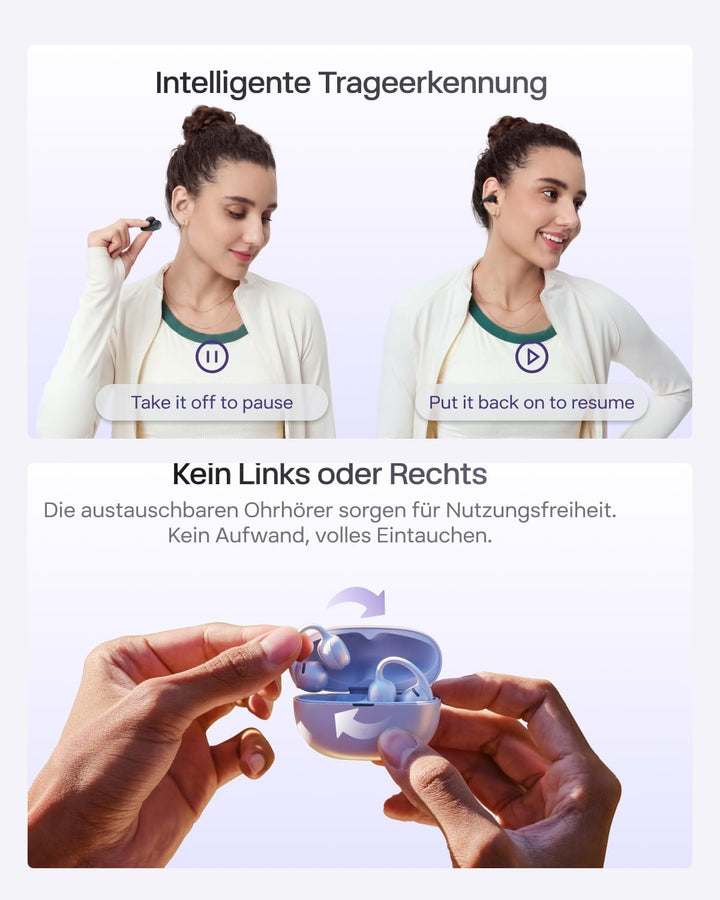 SHOKZ OpenDots Air Open-Ear-Kopfhörer mit Clip-on, ultraleichten 6,3 g, sicherer Passform, Deep Bass