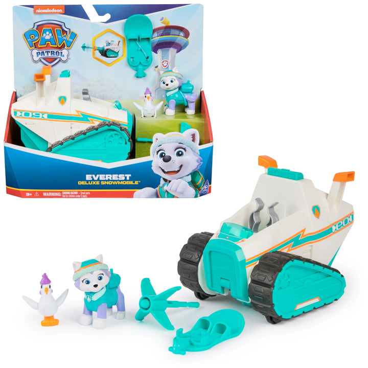 PAW Patrol – Schneemobil mit Everest-Figur, Snowboard und Henrietta-Figur (Deluxe Fahrzeug), Spielze